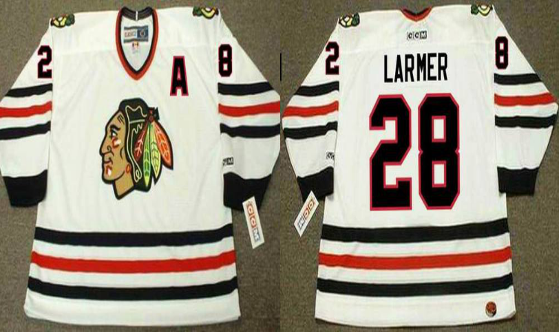 2019 Men Chicago Blackhawks #28 Larmer white CCM NHL jerseys->chicago blackhawks->NHL Jersey